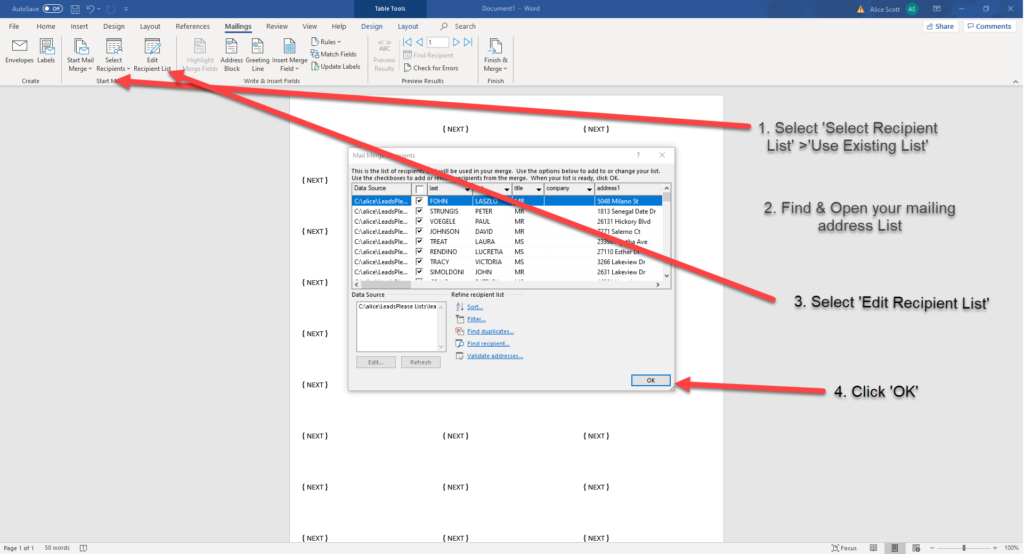 how to do a mail merge for labels from excel